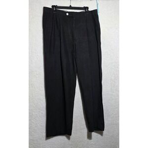 Crittenden Men's Silk Linen Pleated Dress Pants Black Size 36